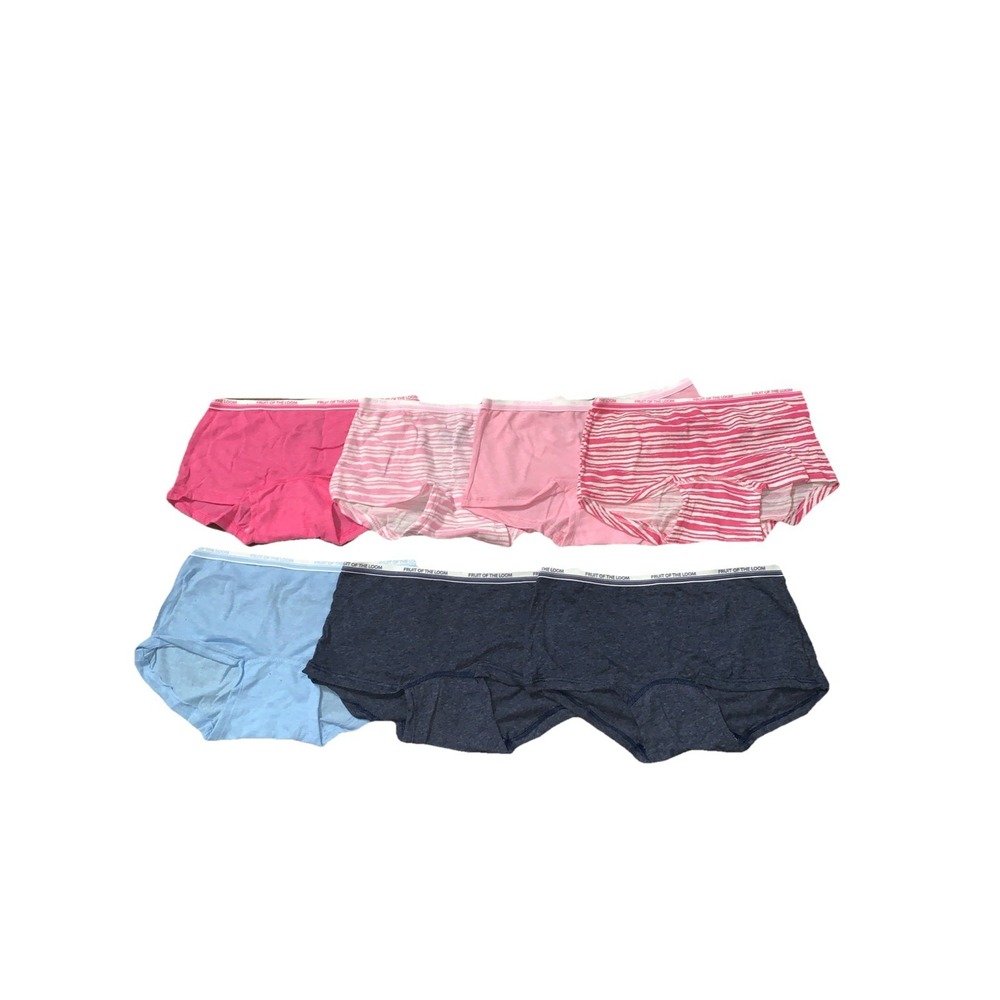 Fruit of the Loom girls 7 pack Cotton Boyshort Underwear Size 10 Tagless NEW